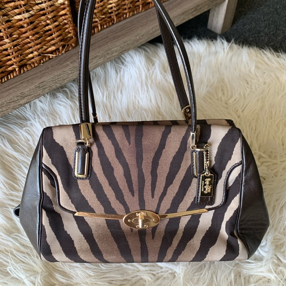 Coach Madison Zebra Print Madeline E/W Satchel